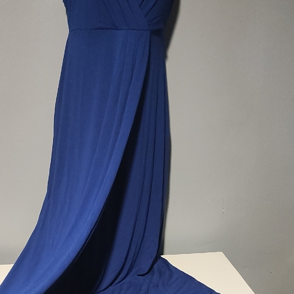 Willi Smith Elegant Blue Women's Faux Wrap Front Maxi Dress - Picture 3 of 17